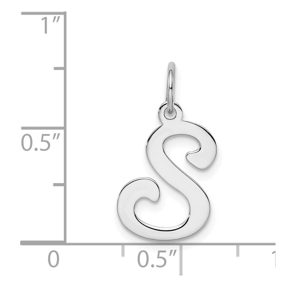 Alternate view of the Sterling Silver, Sophia Collection, Small Script Initial S Pendant by The Black Bow Jewelry Co.