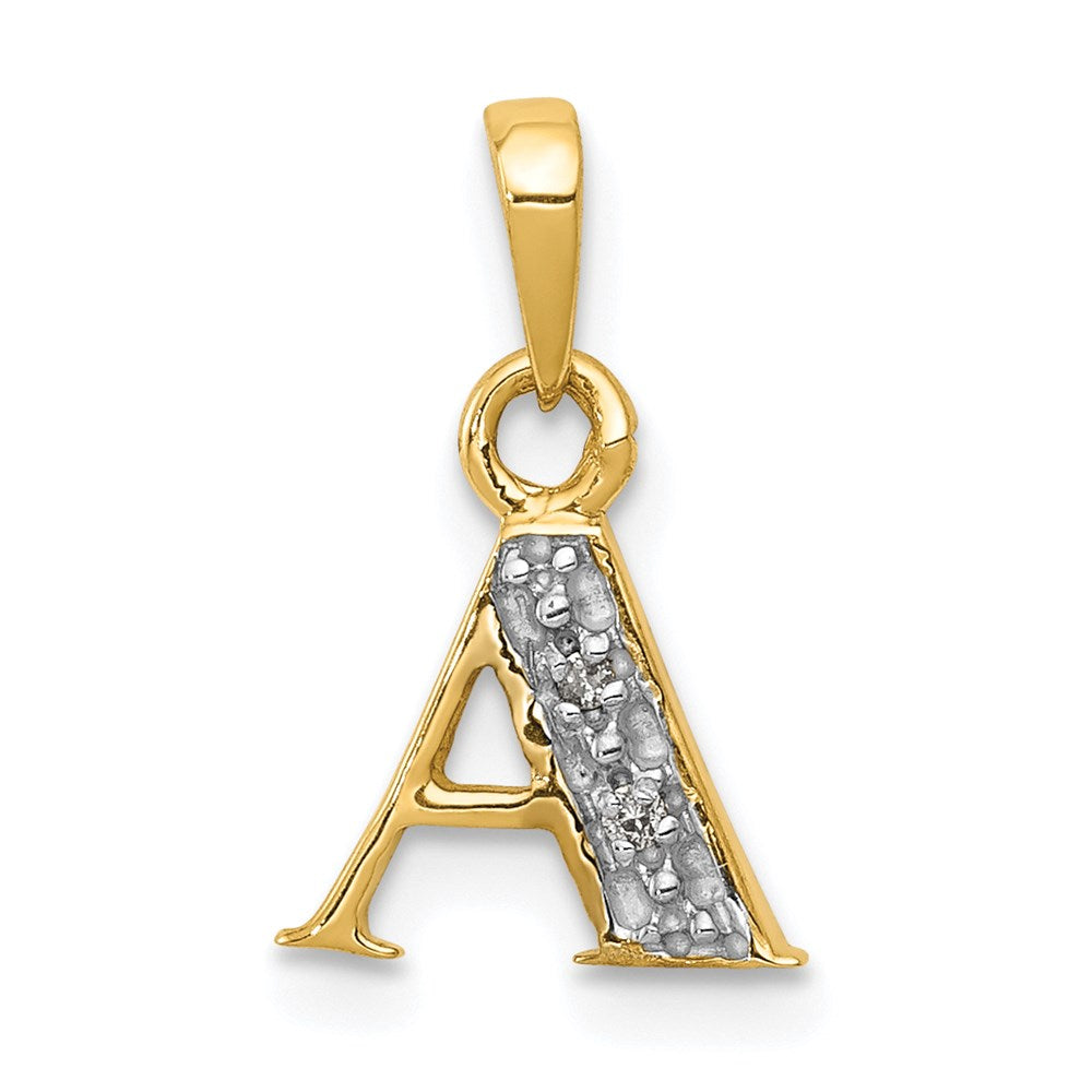 The Chloe Mini Diamond Accent initial A Pendant in 14k Yellow Gold, Item P10440-A by The Black Bow Jewelry Co.