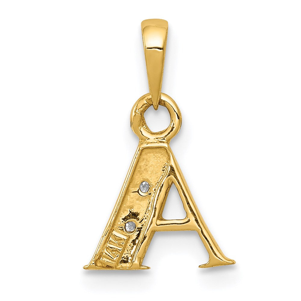 Alternate view of the The Chloe Mini Diamond Accent initial A Pendant in 14k Yellow Gold by The Black Bow Jewelry Co.