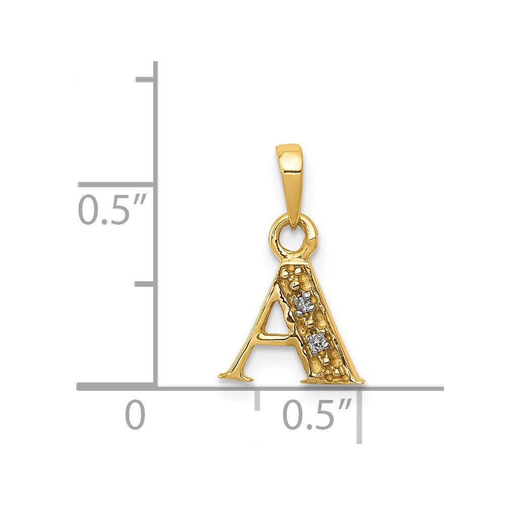 Alternate view of the The Chloe Mini Diamond Accent initial A Pendant in 14k Yellow Gold by The Black Bow Jewelry Co.