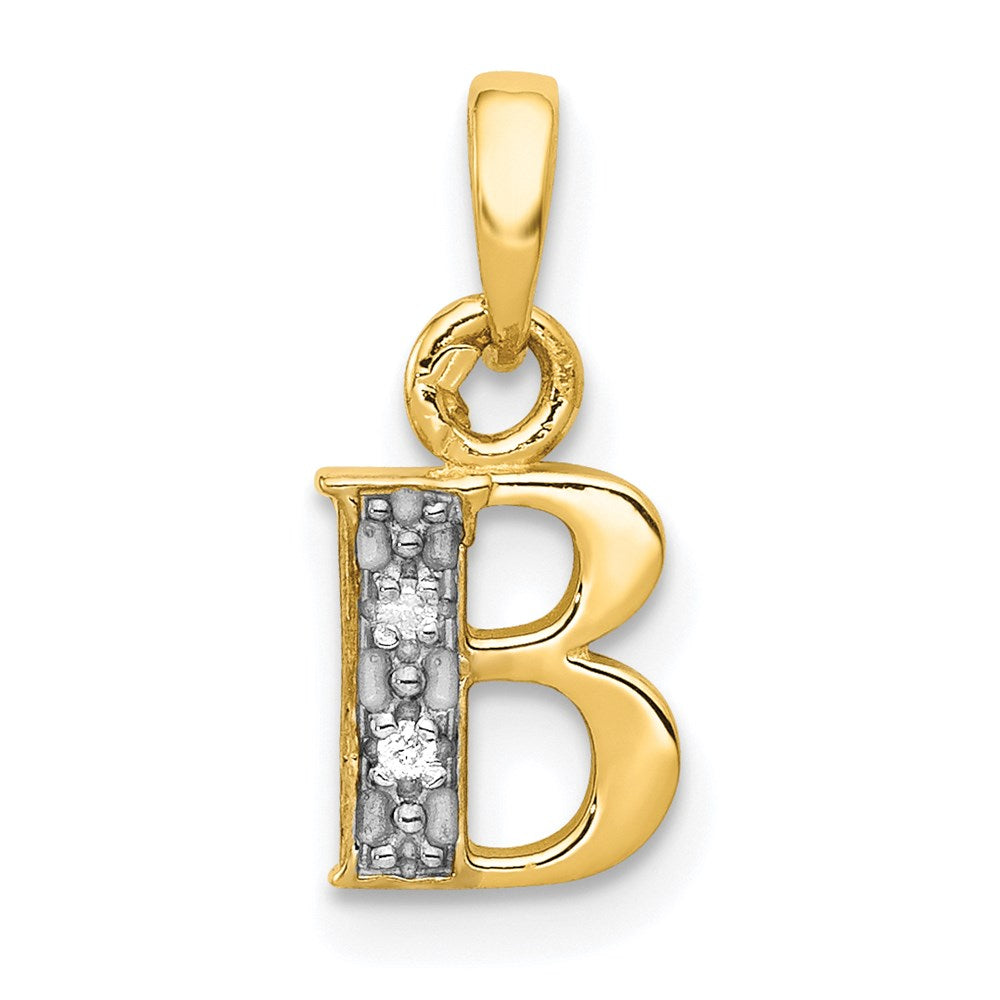 The Chloe Mini Diamond Accent initial B Pendant in 14k Yellow Gold, Item P10440-B by The Black Bow Jewelry Co.