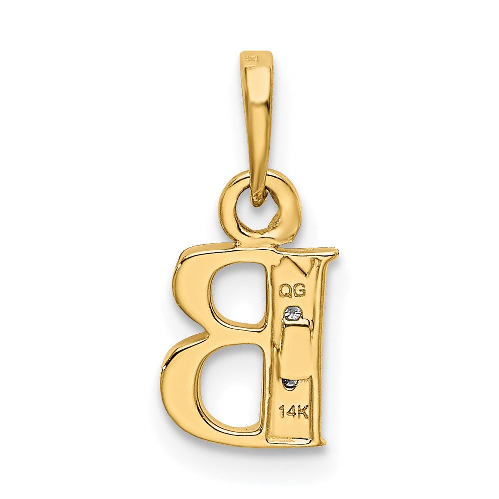 Alternate view of the The Chloe Mini Diamond Accent initial B Pendant in 14k Yellow Gold by The Black Bow Jewelry Co.
