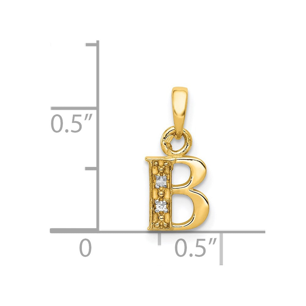 Alternate view of the The Chloe Mini Diamond Accent initial B Pendant in 14k Yellow Gold by The Black Bow Jewelry Co.