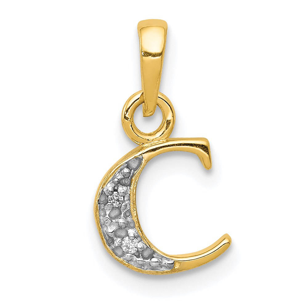 The Chloe Mini Diamond Accent initial C Pendant in 14k Yellow Gold, Item P10440-C by The Black Bow Jewelry Co.