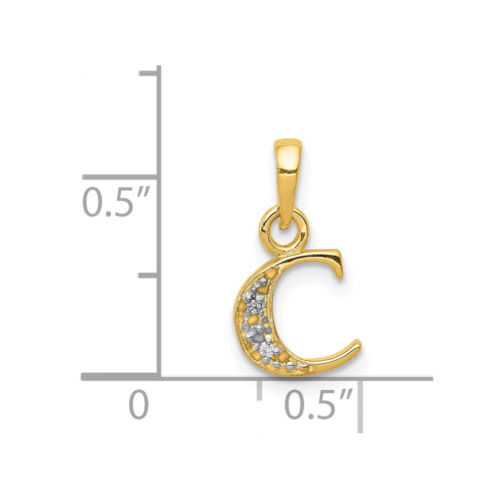 Alternate view of the The Chloe Mini Diamond Accent initial C Pendant in 14k Yellow Gold by The Black Bow Jewelry Co.