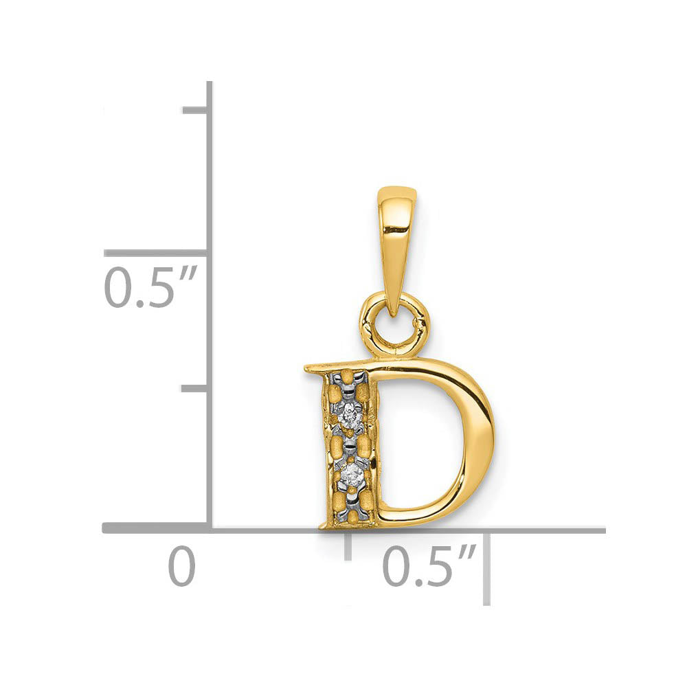Alternate view of the The Chloe Mini Diamond Accent initial D Pendant in 14k Yellow Gold by The Black Bow Jewelry Co.