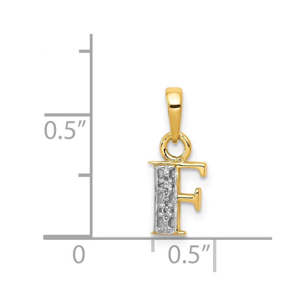 Alternate view of the The Chloe Mini Diamond Accent initial F Pendant in 14k Yellow Gold by The Black Bow Jewelry Co.