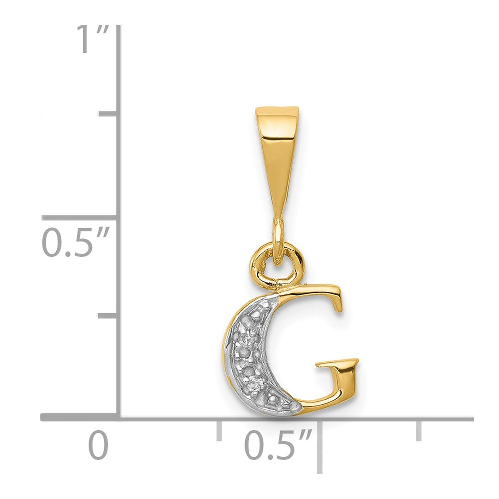Alternate view of the The Chloe Mini Diamond Accent initial G Pendant in 14k Yellow Gold by The Black Bow Jewelry Co.