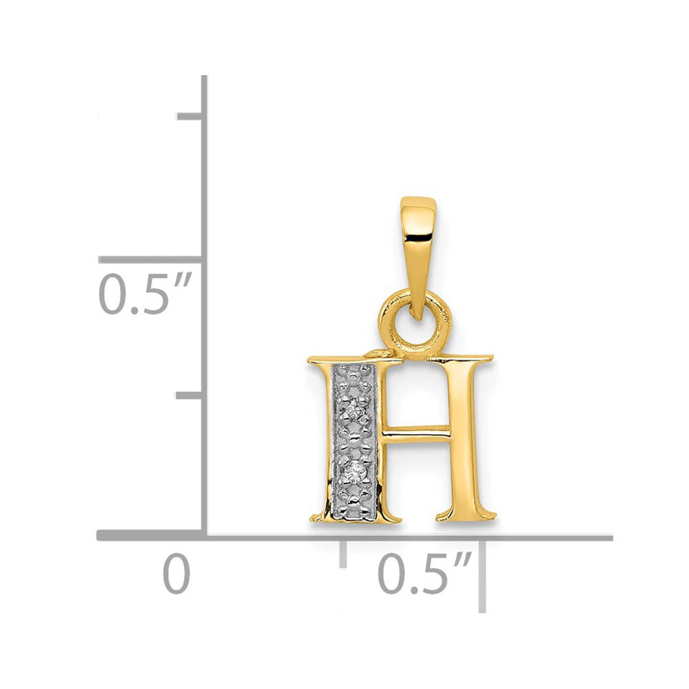 Alternate view of the The Chloe Mini Diamond Accent initial H Pendant in 14k Yellow Gold by The Black Bow Jewelry Co.