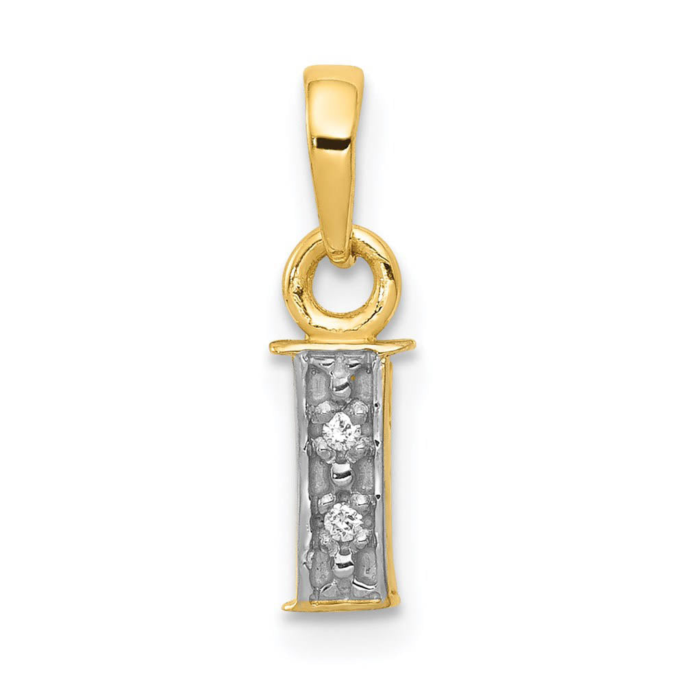The Chloe Mini Diamond Accent initial I Pendant in 14k Yellow Gold, Item P10440-I by The Black Bow Jewelry Co.