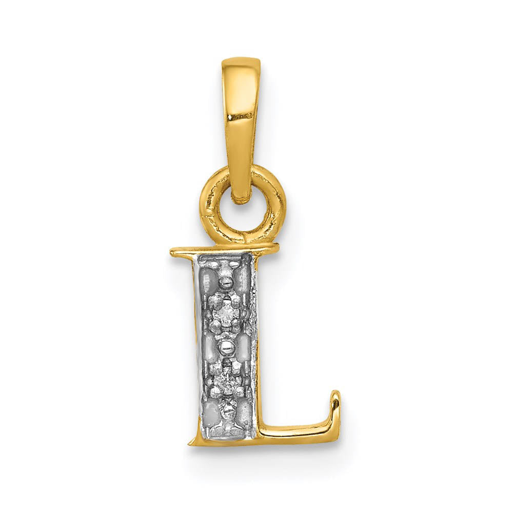 The Chloe Mini Diamond Accent initial L Pendant in 14k Yellow Gold, Item P10440-L by The Black Bow Jewelry Co.