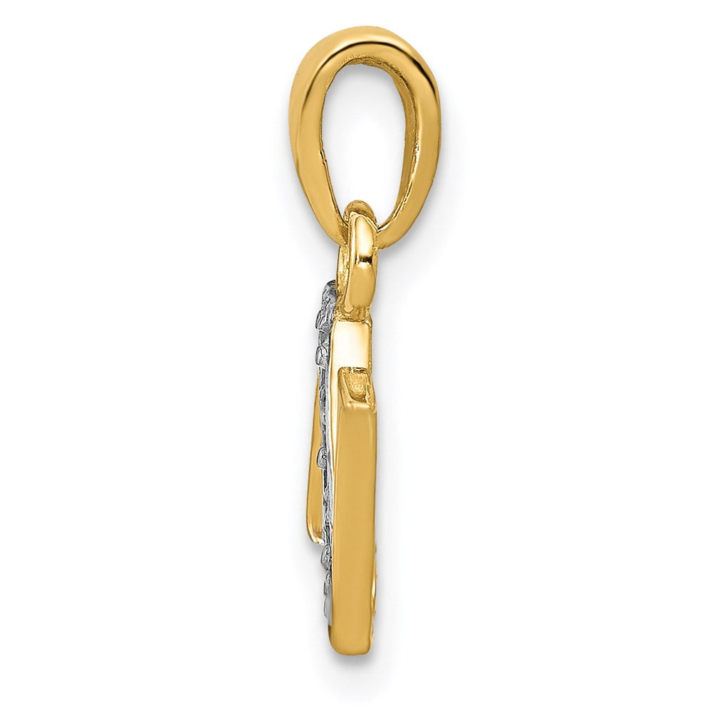 Alternate view of the The Chloe Mini Diamond Accent initial N Pendant in 14k Yellow Gold by The Black Bow Jewelry Co.