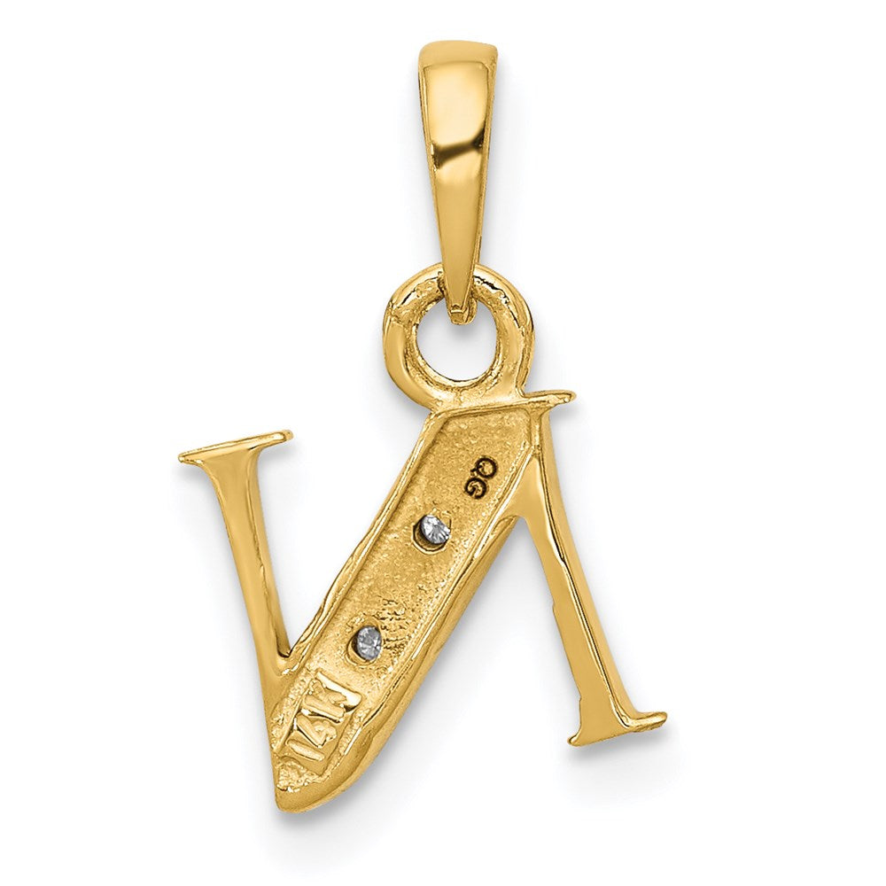 Alternate view of the The Chloe Mini Diamond Accent initial N Pendant in 14k Yellow Gold by The Black Bow Jewelry Co.
