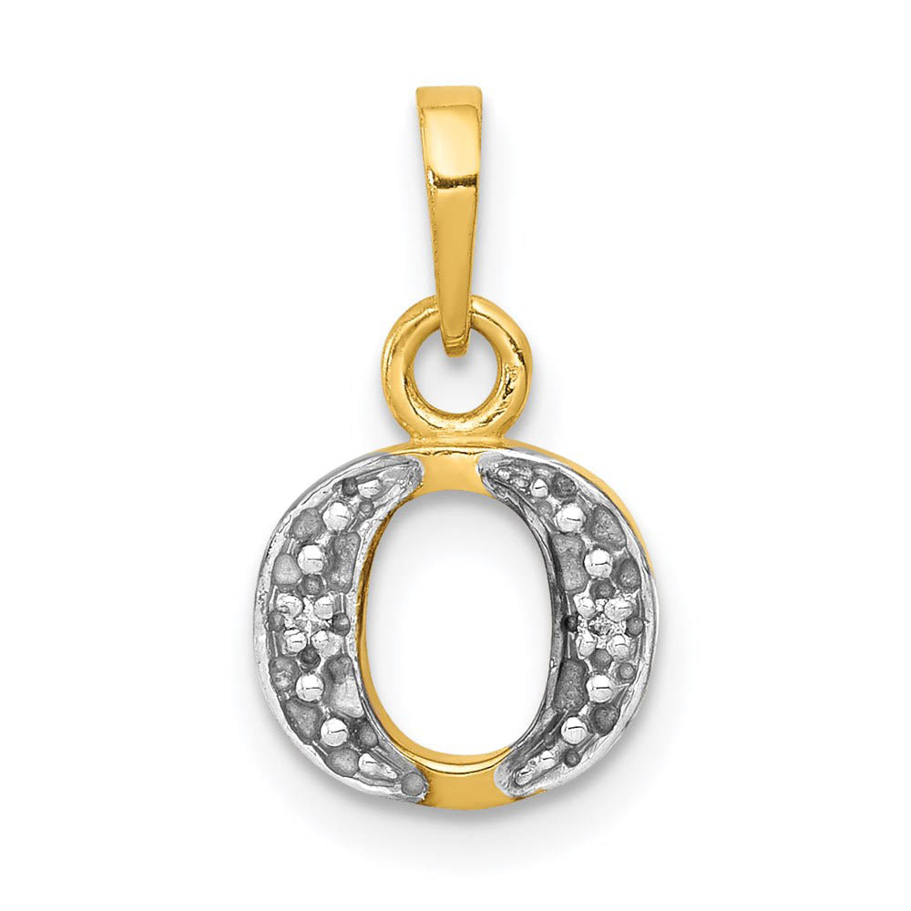 The Chloe Mini Diamond Accent initial O Pendant in 14k Yellow Gold, Item P10440-O by The Black Bow Jewelry Co.