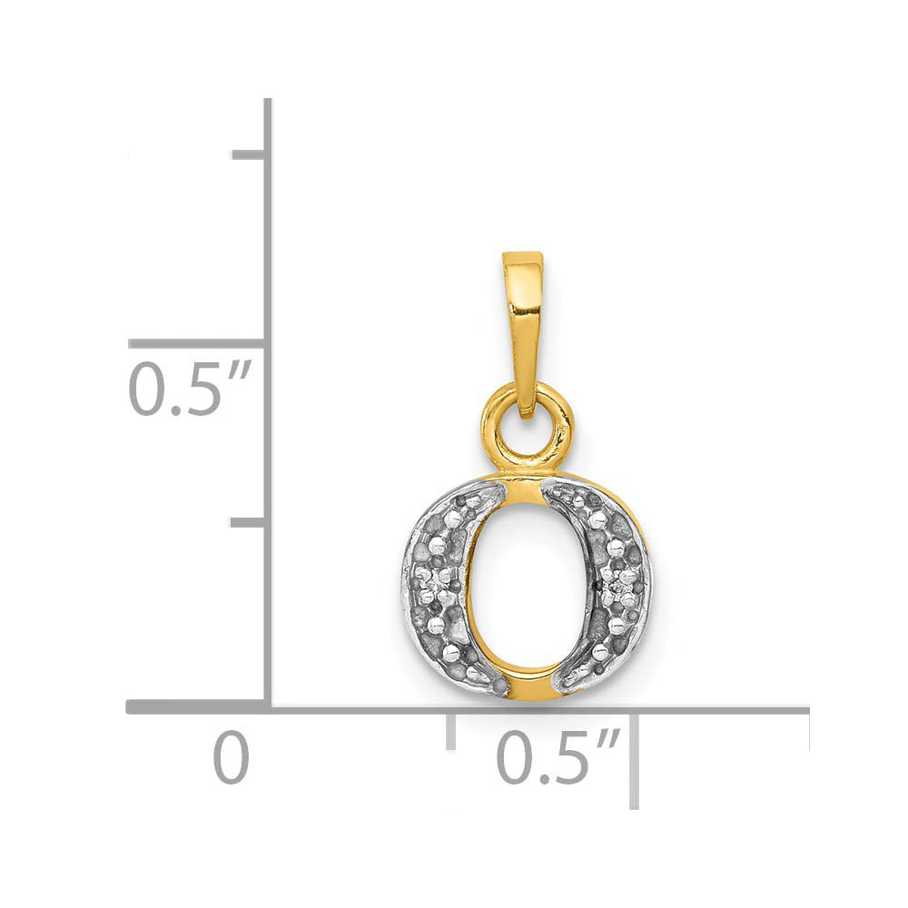 Alternate view of the The Chloe Mini Diamond Accent initial O Pendant in 14k Yellow Gold by The Black Bow Jewelry Co.