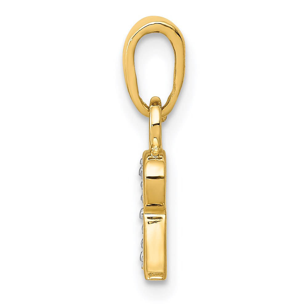 Alternate view of the The Chloe Mini Diamond Accent initial R Pendant in 14k Yellow Gold by The Black Bow Jewelry Co.