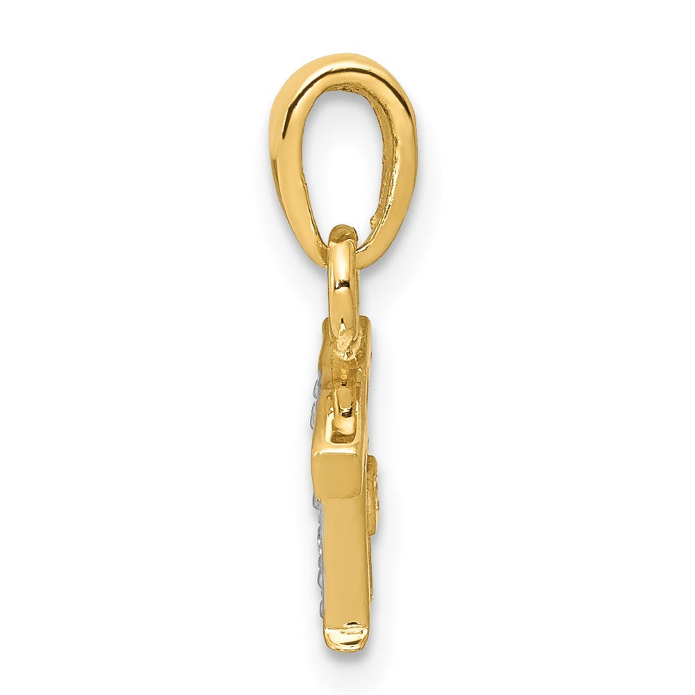 Alternate view of the The Chloe Mini Diamond Accent initial T Pendant in 14k Yellow Gold by The Black Bow Jewelry Co.