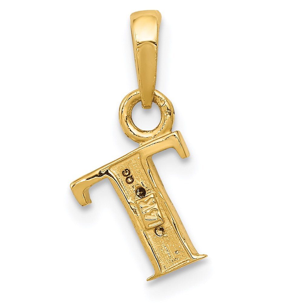 Alternate view of the The Chloe Mini Diamond Accent initial T Pendant in 14k Yellow Gold by The Black Bow Jewelry Co.