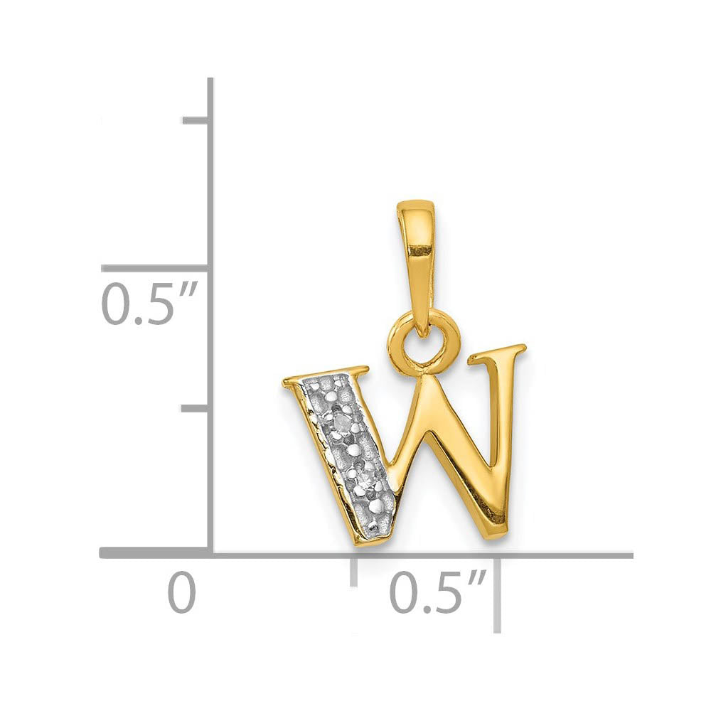 Alternate view of the The Chloe Mini Diamond Accent initial W Pendant in 14k Yellow Gold by The Black Bow Jewelry Co.