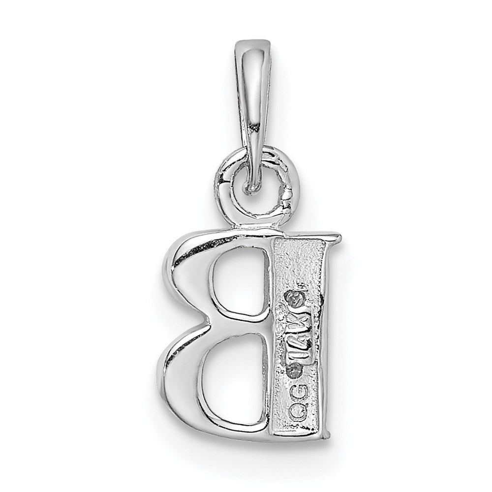 Alternate view of the The Chloe Mini Diamond Accent Initial B Pendant in 14k White Gold by The Black Bow Jewelry Co.