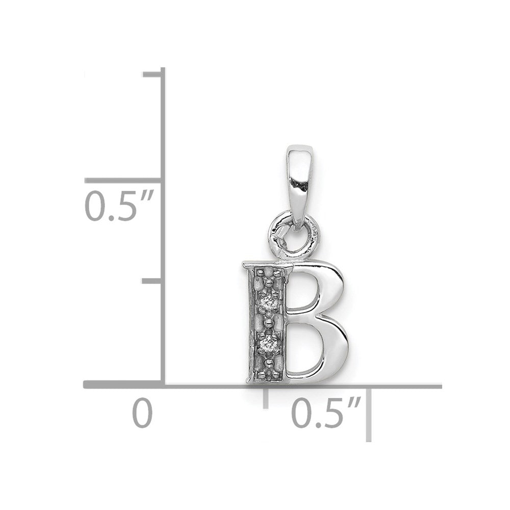 Alternate view of the The Chloe Mini Diamond Accent Initial B Pendant in 14k White Gold by The Black Bow Jewelry Co.