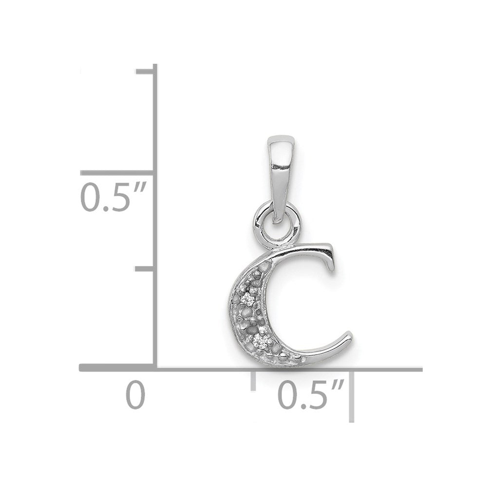 Alternate view of the The Chloe Mini Diamond Accent Initial C Pendant in 14k White Gold by The Black Bow Jewelry Co.