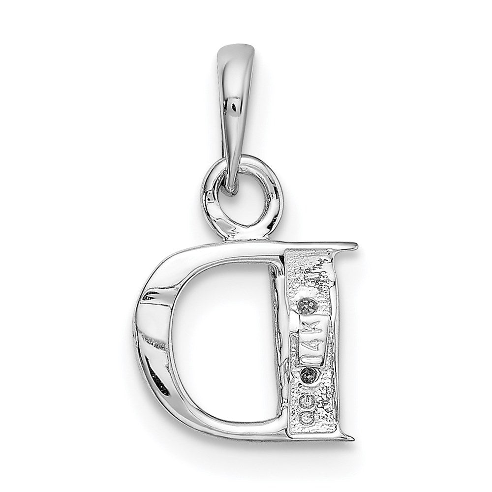 Alternate view of the The Chloe Mini Diamond Accent Initial D Pendant in 14k White Gold by The Black Bow Jewelry Co.