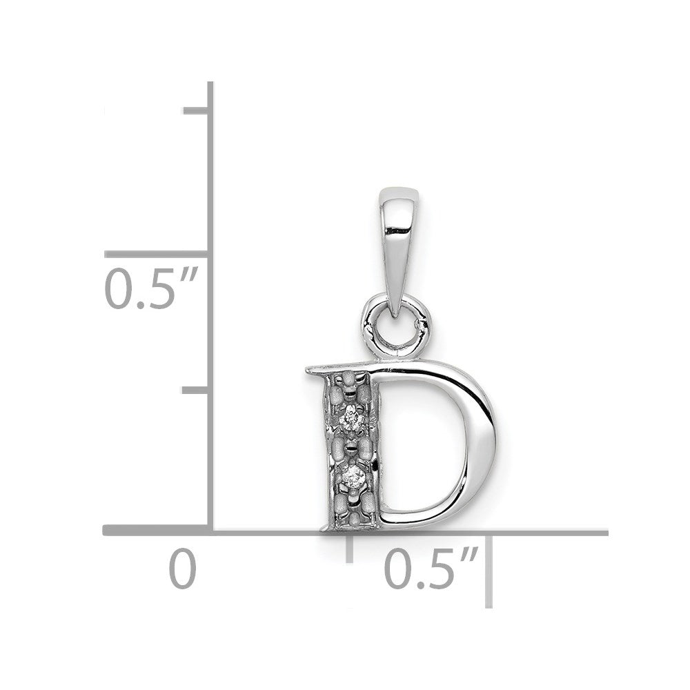 Alternate view of the The Chloe Mini Diamond Accent Initial D Pendant in 14k White Gold by The Black Bow Jewelry Co.