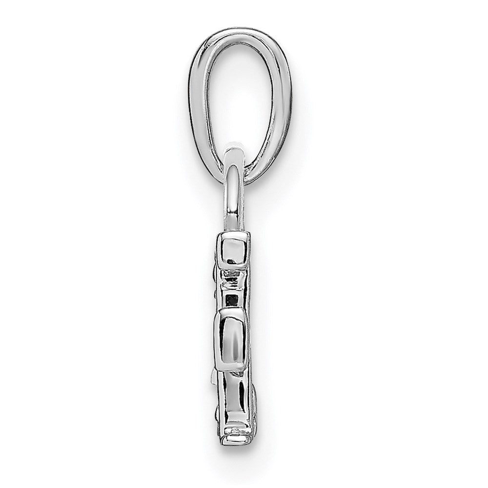 Alternate view of the The Chloe Mini Diamond Accent Initial F Pendant in 14k White Gold by The Black Bow Jewelry Co.