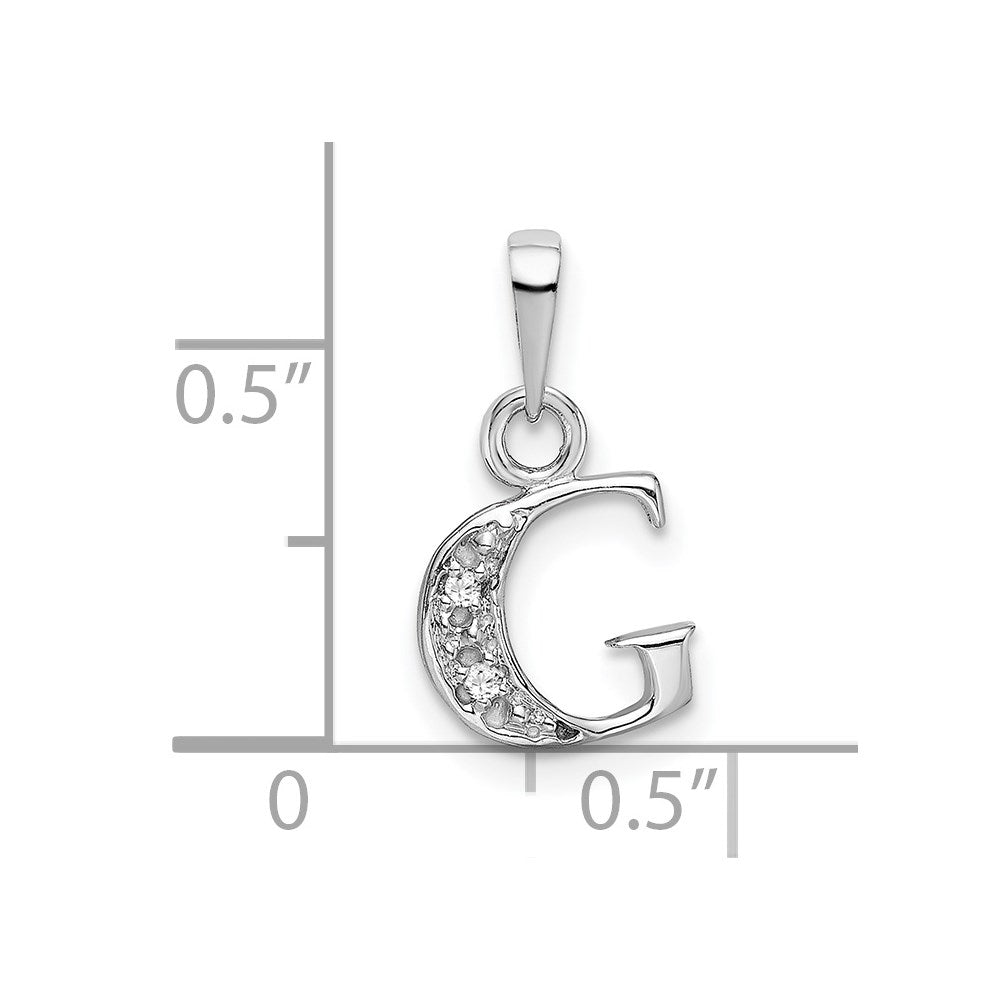 Alternate view of the The Chloe Mini Diamond Accent Initial G Pendant in 14k White Gold by The Black Bow Jewelry Co.
