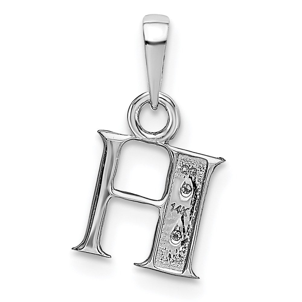 Alternate view of the The Chloe Mini Diamond Accent Initial H Pendant in 14k White Gold by The Black Bow Jewelry Co.