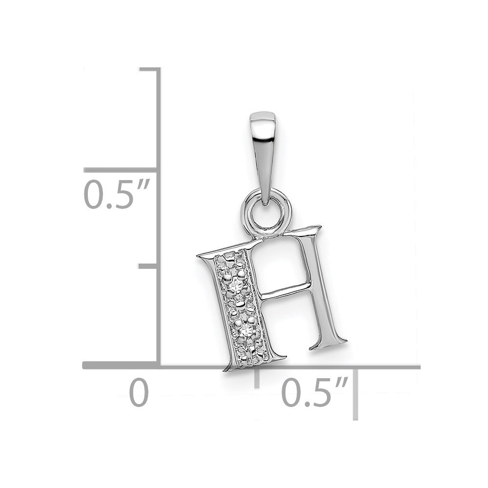 Alternate view of the The Chloe Mini Diamond Accent Initial H Pendant in 14k White Gold by The Black Bow Jewelry Co.