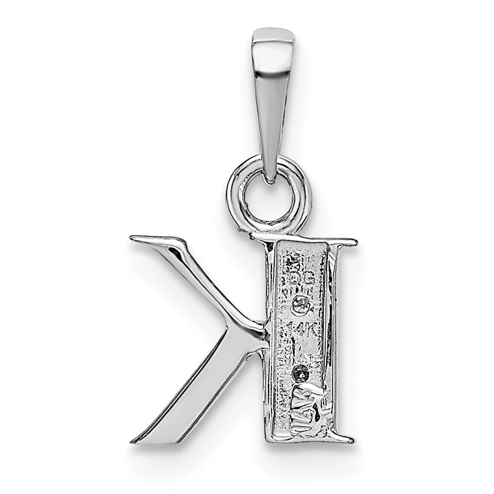 Alternate view of the The Chloe Mini Diamond Accent Initial K Pendant in 14k White Gold by The Black Bow Jewelry Co.