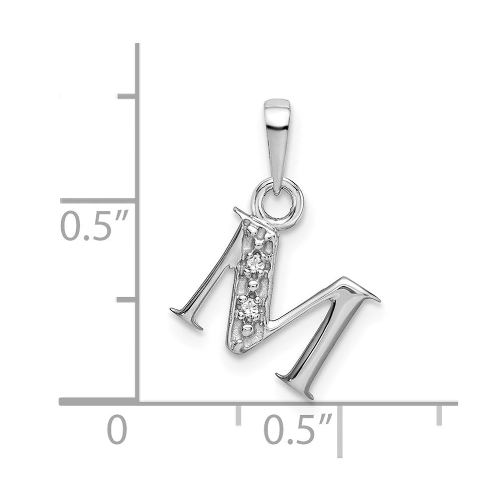 Alternate view of the The Chloe Mini Diamond Accent Initial M Pendant in 14k White Gold by The Black Bow Jewelry Co.