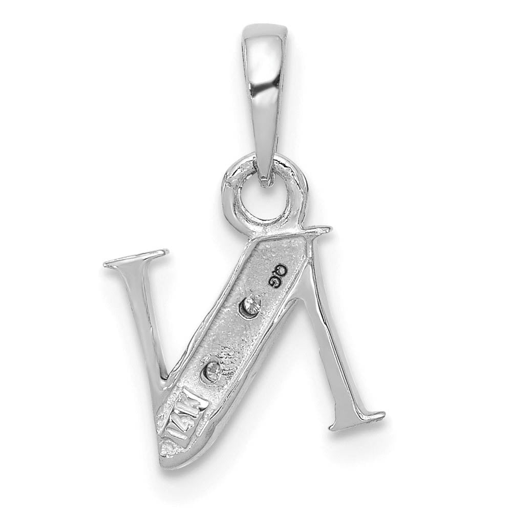 Alternate view of the The Chloe Mini Diamond Accent Initial N Pendant in 14k White Gold by The Black Bow Jewelry Co.