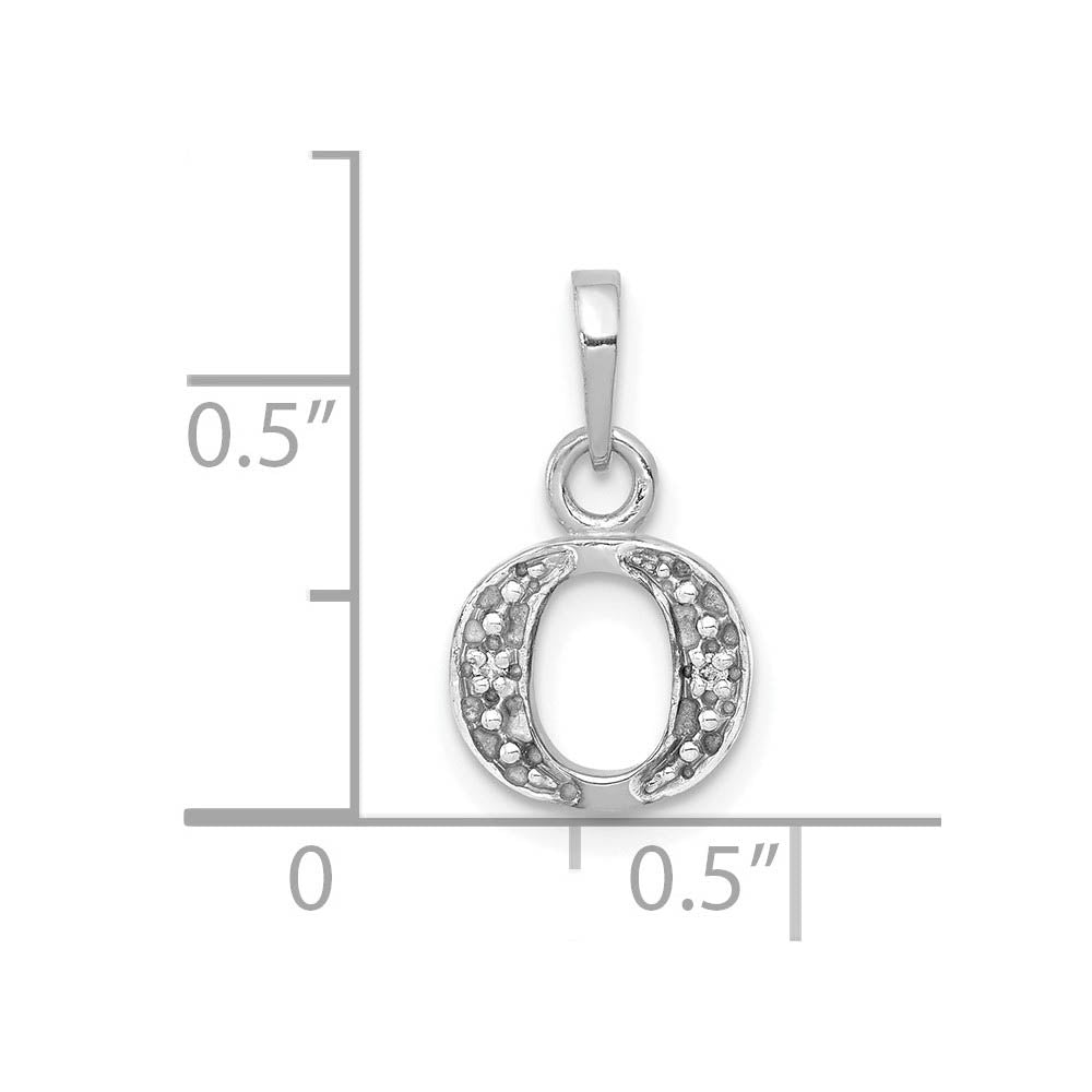 Alternate view of the The Chloe Mini Diamond Accent Initial O Pendant in 14k White Gold by The Black Bow Jewelry Co.