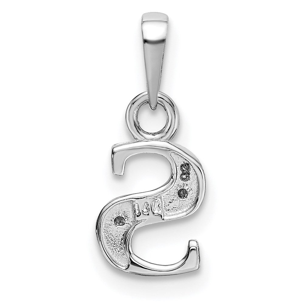Alternate view of the The Chloe Mini Diamond Accent Initial S Pendant in 14k White Gold by The Black Bow Jewelry Co.
