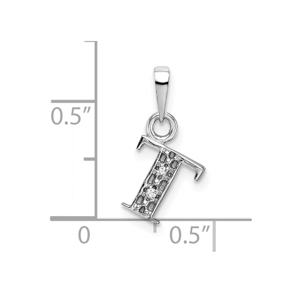 Alternate view of the The Chloe Mini Diamond Accent Initial T Pendant in 14k White Gold by The Black Bow Jewelry Co.