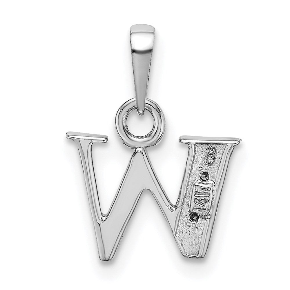 Alternate view of the The Chloe Mini Diamond Accent Initial W Pendant in 14k White Gold by The Black Bow Jewelry Co.