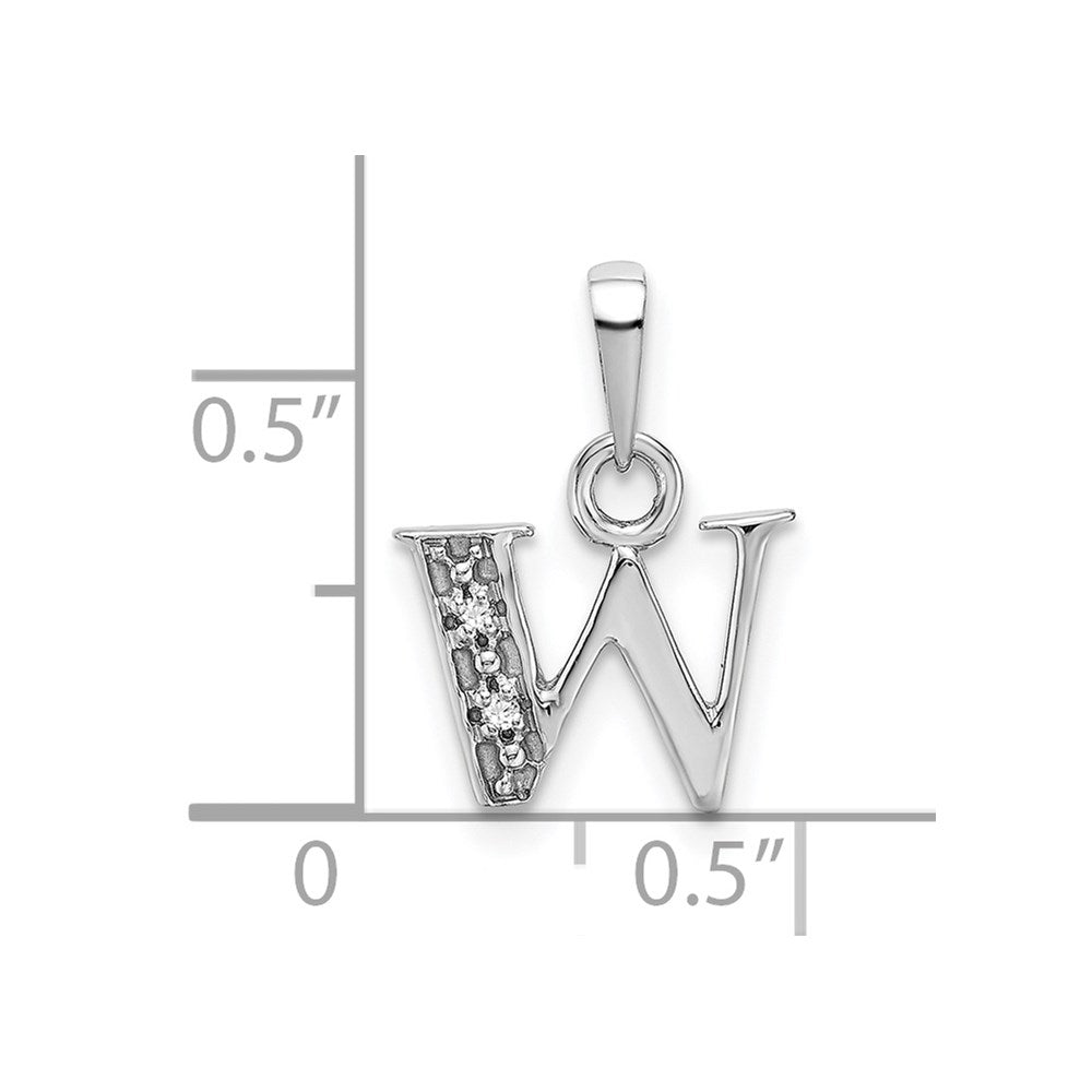 Alternate view of the The Chloe Mini Diamond Accent Initial W Pendant in 14k White Gold by The Black Bow Jewelry Co.