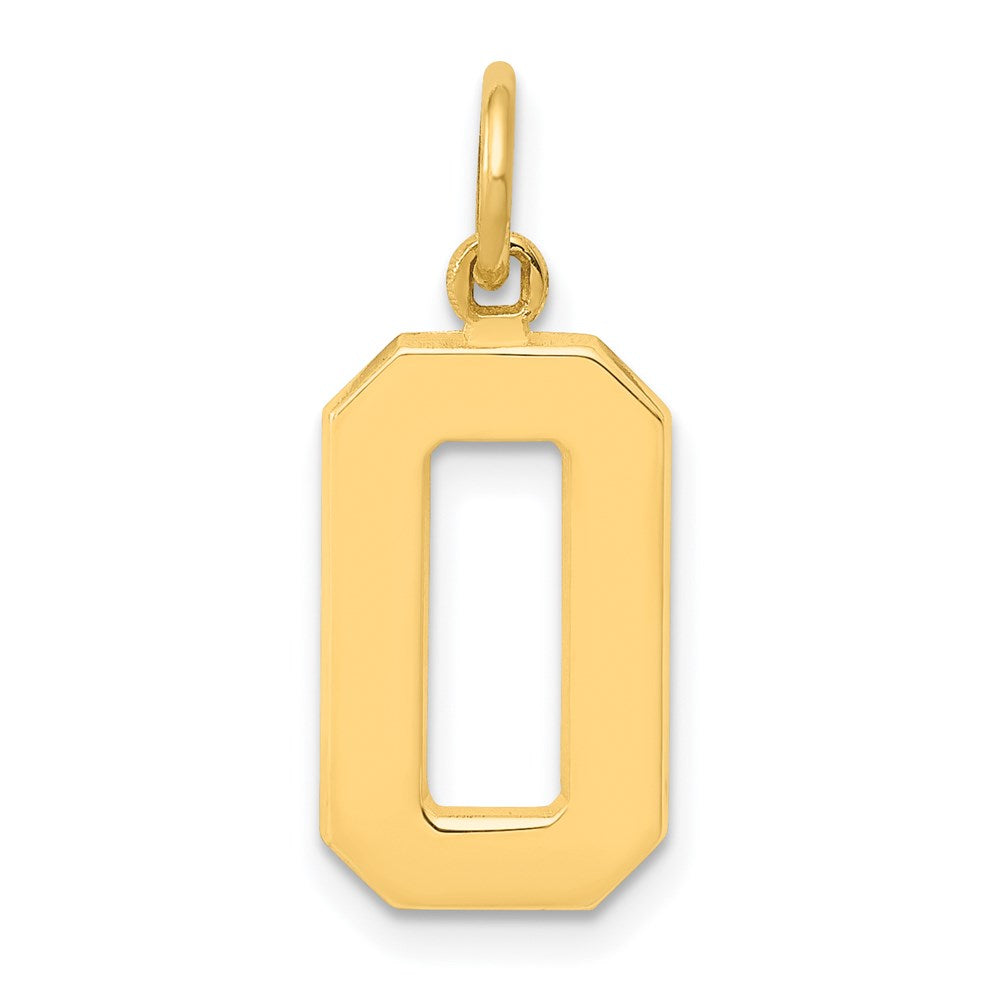 14k Yellow Gold, Athletic Collection Medium Polished Number 0 Pendant, Item P10444-0 by The Black Bow Jewelry Co.