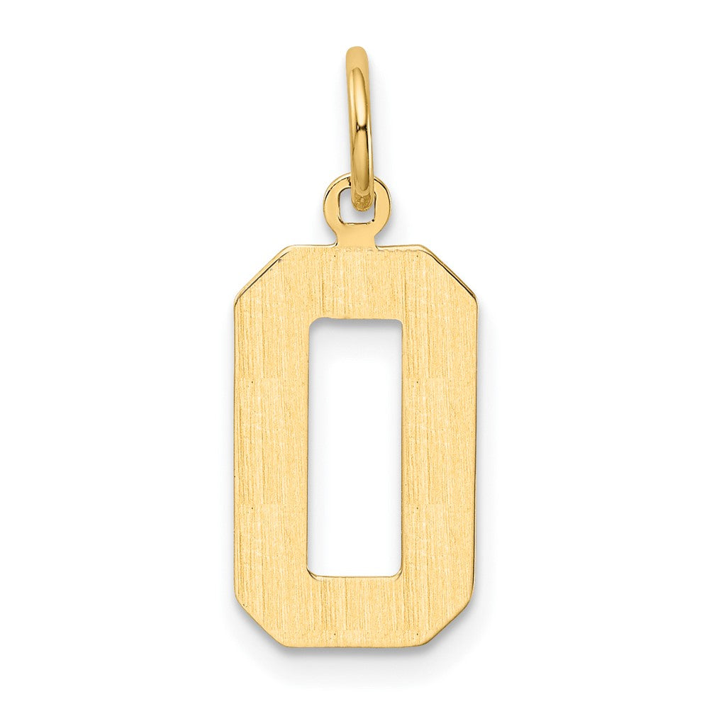 Alternate view of the 14k Yellow Gold, Athletic Collection Medium Polished Number 0 Pendant by The Black Bow Jewelry Co.