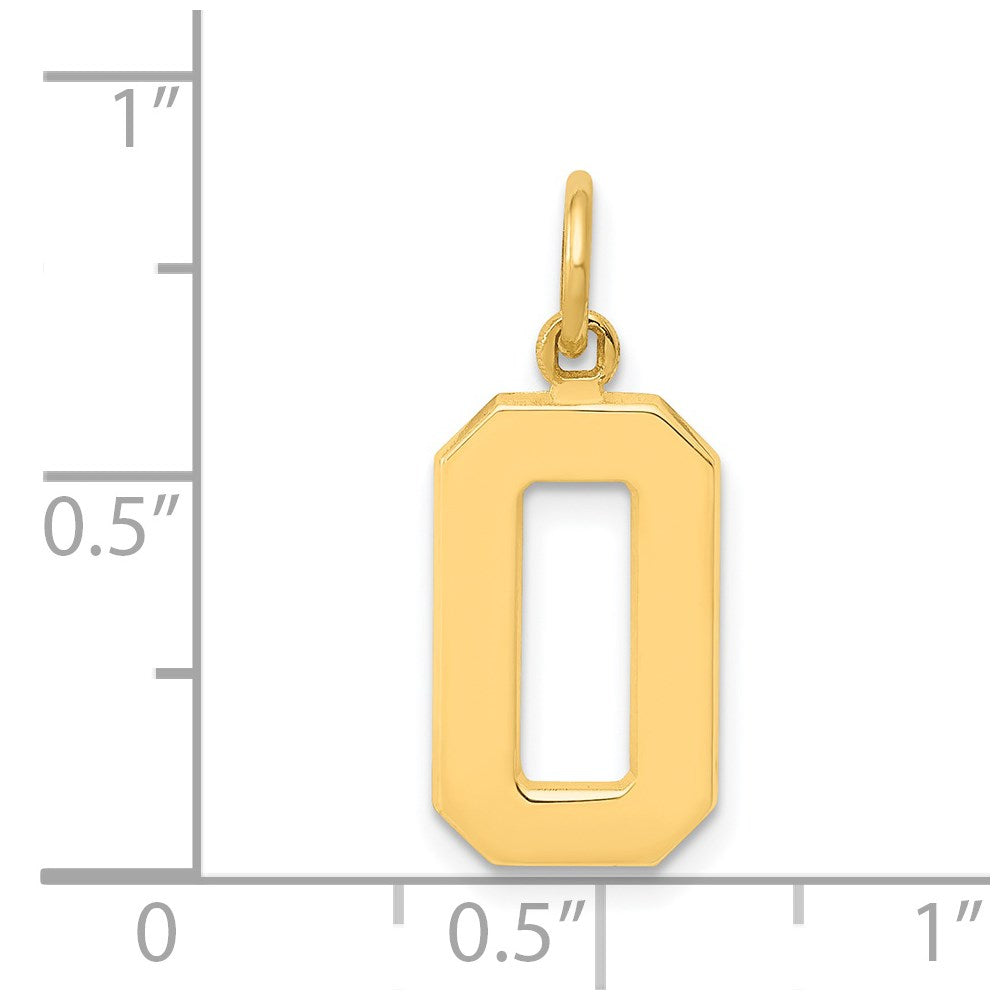 Alternate view of the 14k Yellow Gold, Athletic Collection Medium Polished Number 0 Pendant by The Black Bow Jewelry Co.