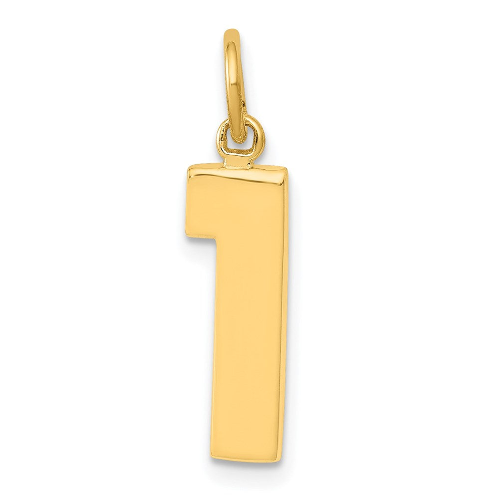 14k Yellow Gold, Athletic Collection Medium Polished Number 1 Pendant, Item P10444-1 by The Black Bow Jewelry Co.