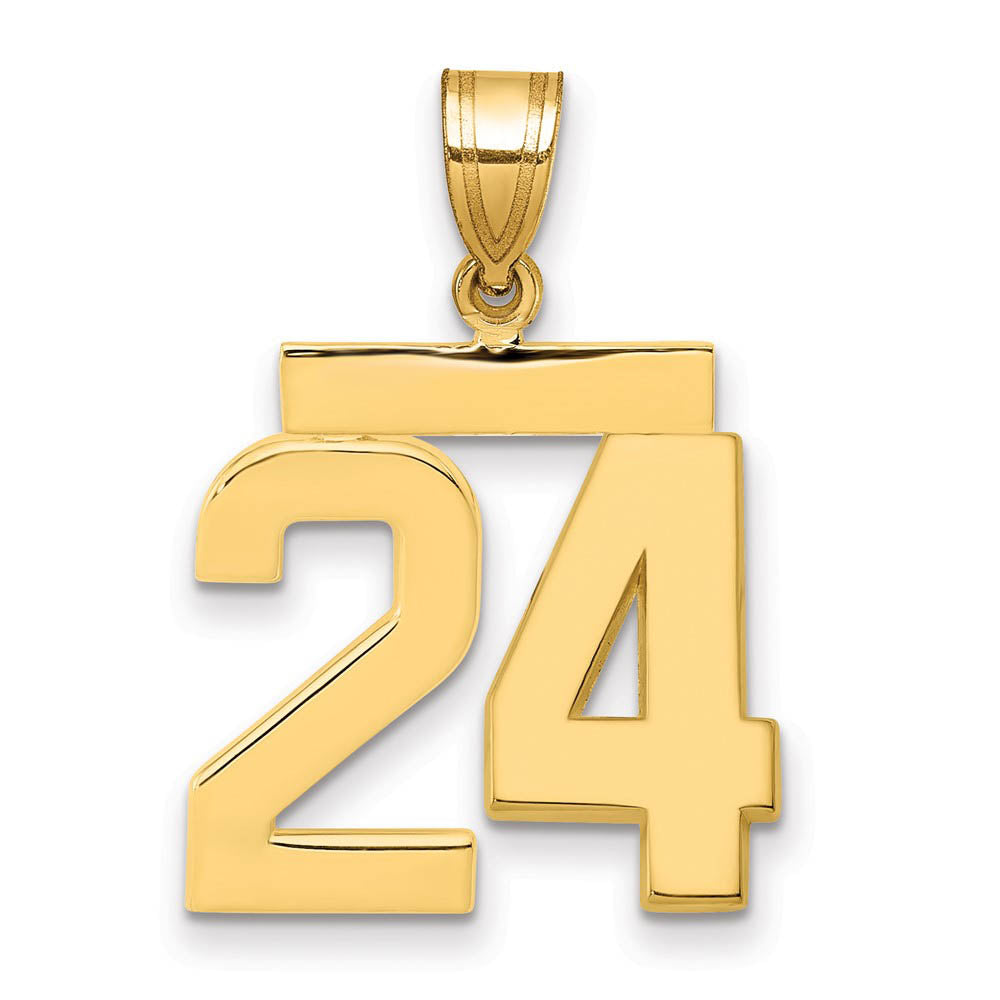 14k Yellow Gold, Athletic Collection Medium Polished Number 24 Pendant, Item P10444-24 by The Black Bow Jewelry Co.