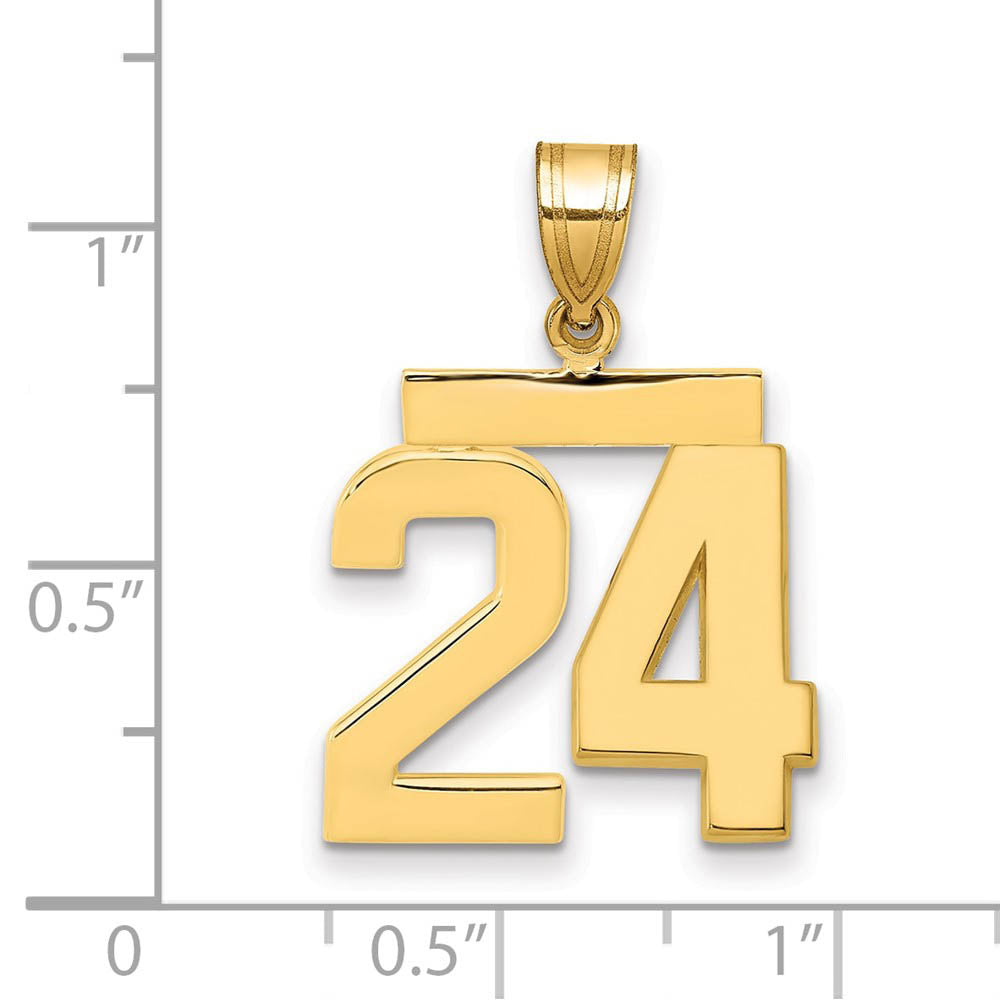 Alternate view of the 14k Yellow Gold, Athletic Collection Medium Polished Number 24 Pendant by The Black Bow Jewelry Co.