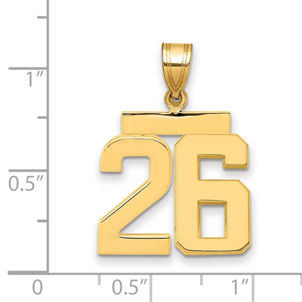 Alternate view of the 14k Yellow Gold, Athletic Collection Medium Polished Number 26 Pendant by The Black Bow Jewelry Co.
