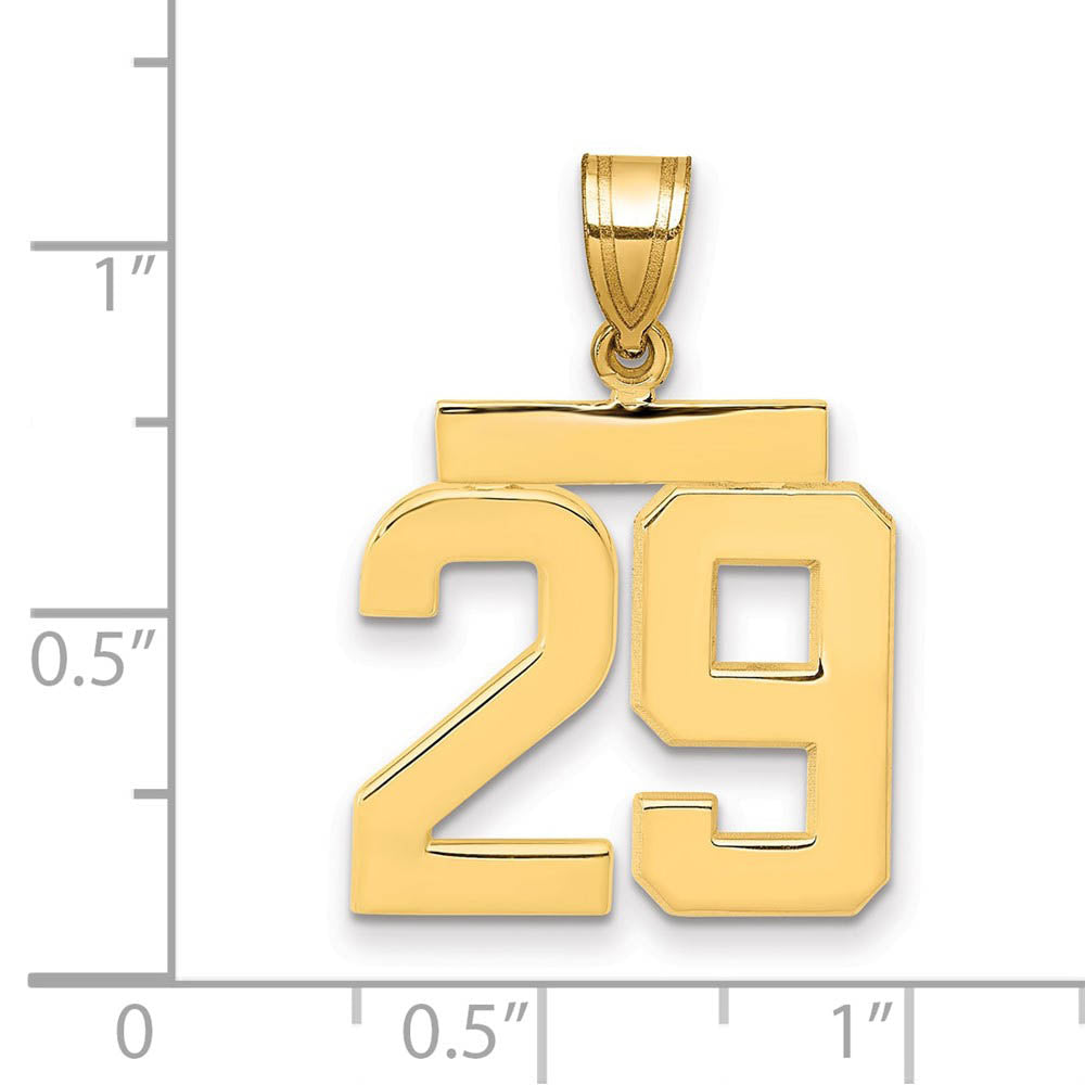 Alternate view of the 14k Yellow Gold, Athletic Collection Medium Polished Number 29 Pendant by The Black Bow Jewelry Co.