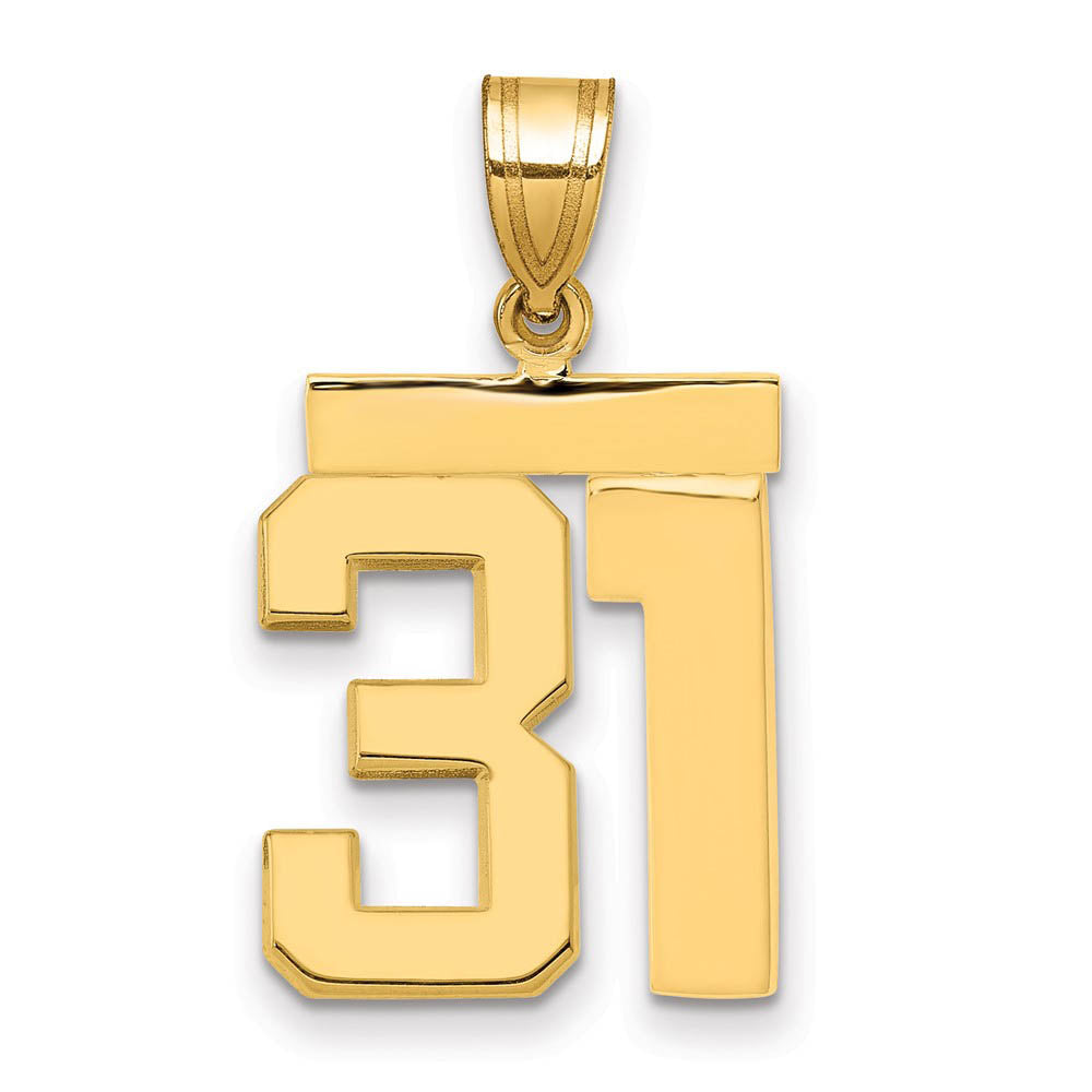 14k Yellow Gold, Athletic Collection Medium Polished Number 31 Pendant, Item P10444-31 by The Black Bow Jewelry Co.