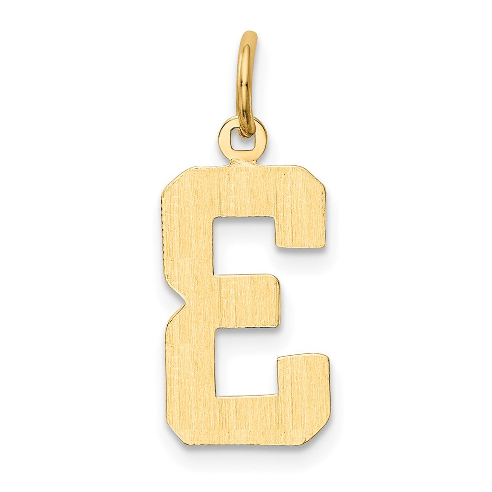 Alternate view of the 14k Yellow Gold, Athletic Collection Medium Polished Number 3 Pendant by The Black Bow Jewelry Co.